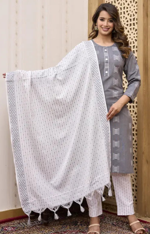 Kurti Pant Set with Dupatta