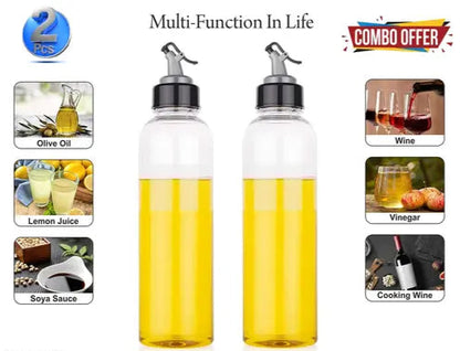 Plastic Oil Dispenser, 1000ml, Pack of 2, Clear