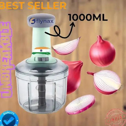 Quick & Easy Square 6 Blade Push Chopper Push N Chop Hand Press Vegetable Chopper with Easy Push and Close - 1000 Ml