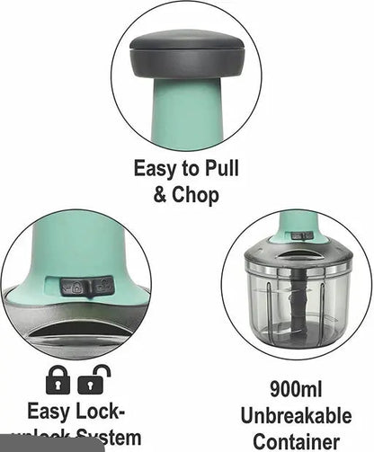 Quick & Easy Square 6 Blade Push Chopper Push N Chop Hand Press Vegetable Chopper with Easy Push and Close - 1000 Ml