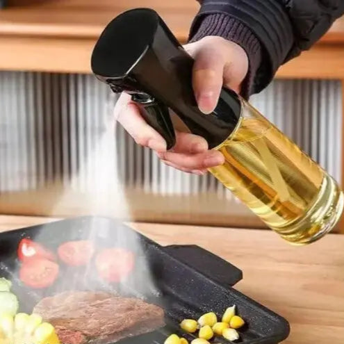 Glass oil Spray Dispenser Cooking 200ml Olive Oil Spray Bottle Refillable Food Grade Oil Vinegar Spritzer Sprinkler Sprayer Mister Used for Air Fryer, Salad Making, Frying, BBQ Multicolor