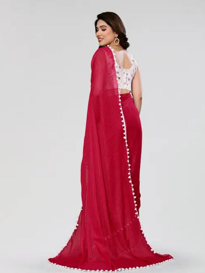 Embroidered Blouse Piece Solide Saree