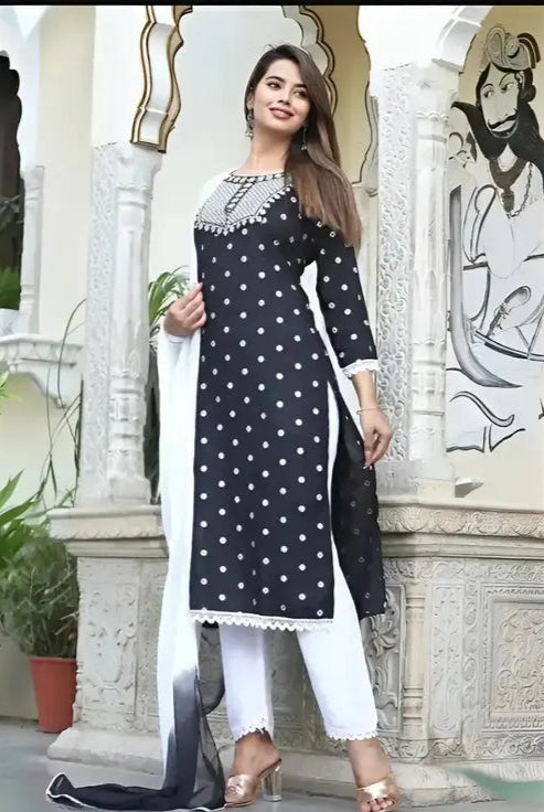 Rayon Printed Casual Women Kurta Sets with duptta for weding as well as party wear