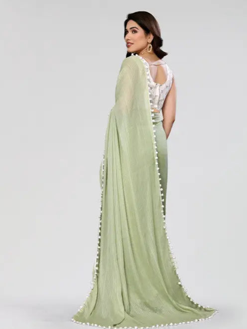 Embroidered Blouse Piece Solide Saree