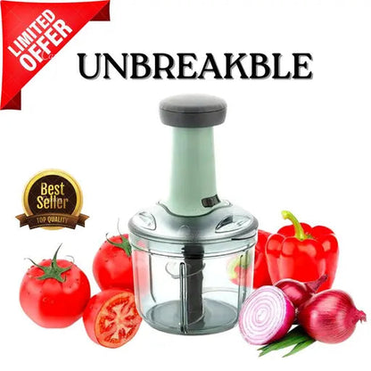 Quick & Easy Square 6 Blade Push Chopper Push N Chop Hand Press Vegetable Chopper with Easy Push and Close - 1000 Ml
