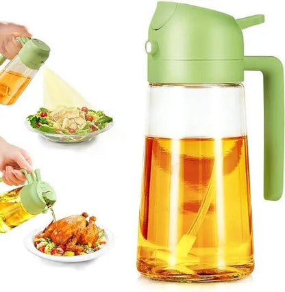500ml 2 in 1 Olive Oil Sprayer and Oil Dispenser Bottle for Kitchen, Glass Oil Bottle with Premium Nozzle, Oil Sprayer for Fryer, Salad,BBQ,Roasting (Multi Color) (Pack of 1)