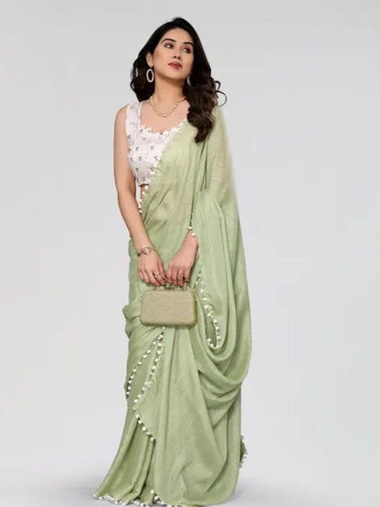 Embroidered Blouse Piece Solide Saree