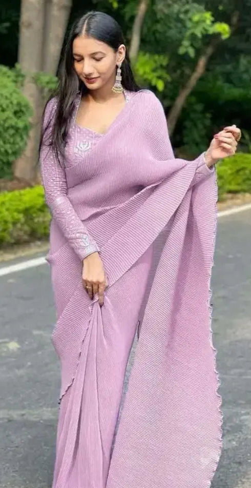 Pleated Crush Sabyashi Collection for Women Saree,,