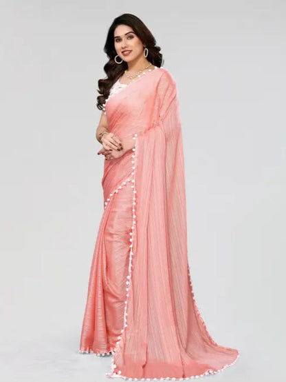 Embroidered Blouse Piece Solide Saree